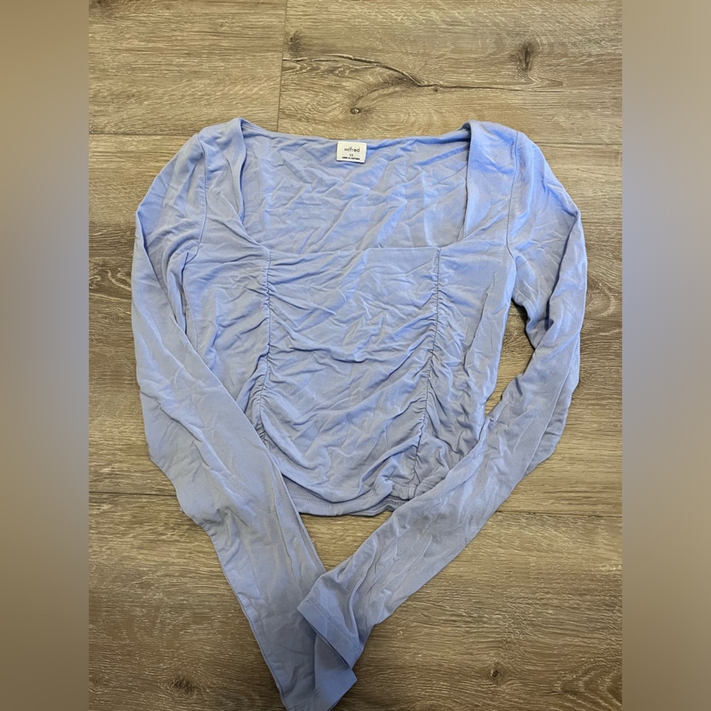 Wilfred Ruched Long-Sleeve Swuare Neck Top - Light Lavender